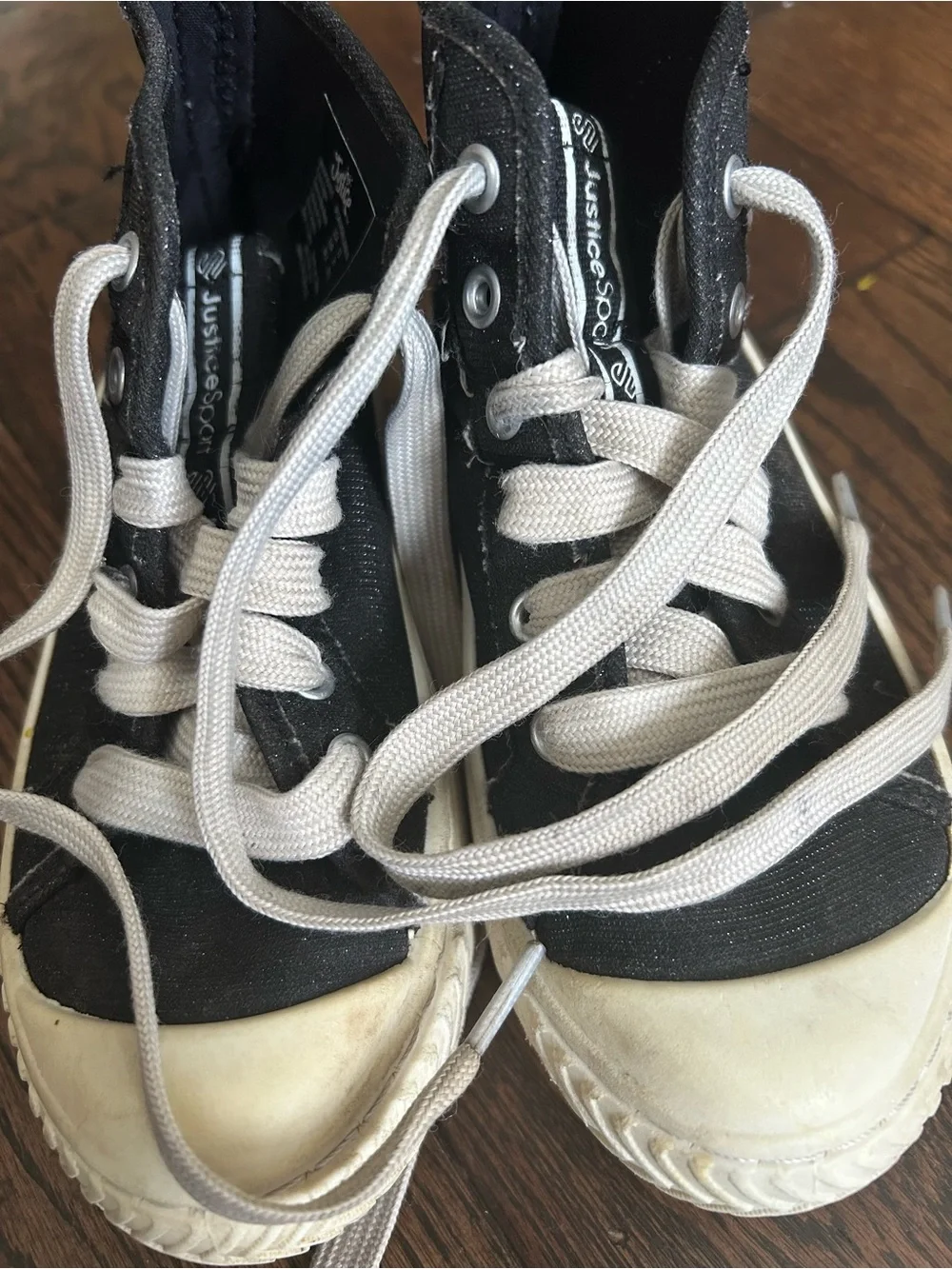 Justice Black and White High-Top Kids Sneakers
